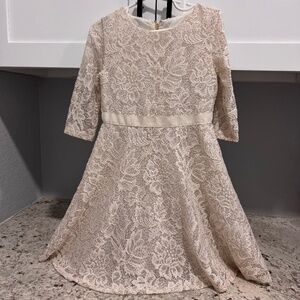 Kids White/gold shimmer dress